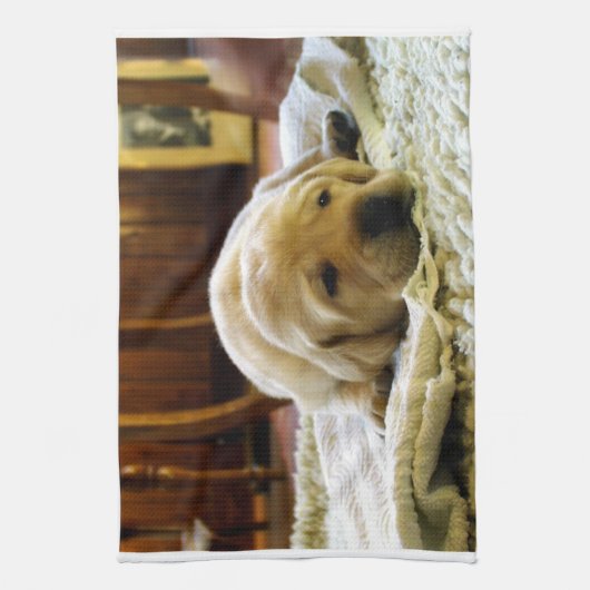 Gelber 2-Labrador-Welpe Geschirrtuch (Vertikal)