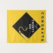 Gelber Abschluss-Klasse 2025 Party Wandteppich (Vorderseite (Horizontal))