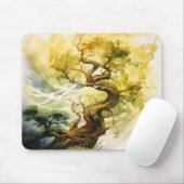 Gelber Abstrakter Baum Mousepad (Mit Mouse)