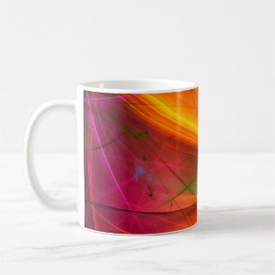 gelber abstrakter Fraktalhintergrund 3D-Rendering3 Kaffeetasse