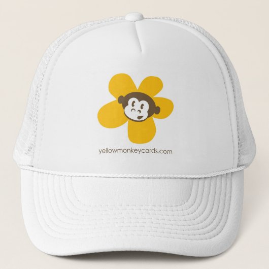 Gelber Affe-Blumen-Hut Truckerkappe (Vorderseite)