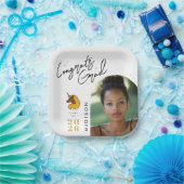 Gelber Afro Einhorn-Abschluss Pappteller (Party)