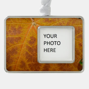 Gelber Ahornblatt Herbst Abstrakt Natur Rahmen-Ornament Silber