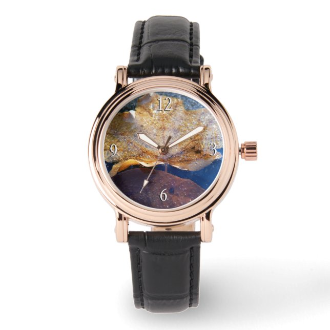 Gelber Ahornblätterblättriger Ahornblättriger, gef Armbanduhr (Vorderseite)