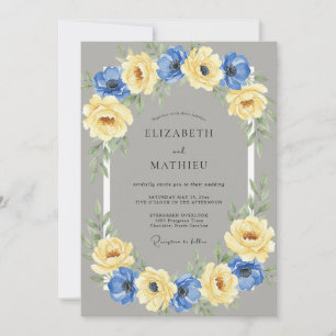 Gelber Anemonen-Kranz Hochzeit Einladung
