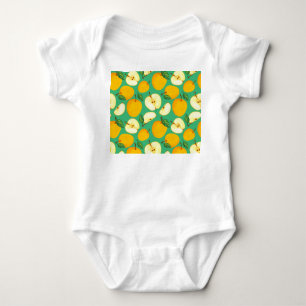 Gelber Apfel: Saftiges Aquarellmuster. Baby Strampler