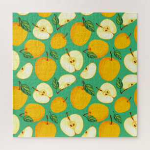 Gelber Apfel: Saftiges Aquarellmuster. Puzzle