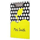 Gelber Apfelschwarz-Weiß-Polka-Dot Klemmbrett (Links)