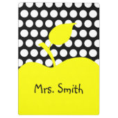 Gelber Apfelschwarz-Weiß-Polka-Dot Klemmbrett (Rückseite)