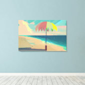 Gelber, Aquamariner und pfirsichfarbener Sandstran Leinwanddruck (Insitu (Holzboden))