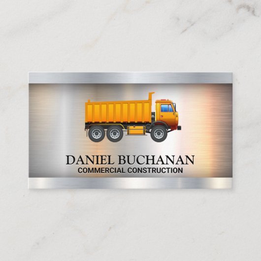 Gelber Arbeitswagen | Metallische Visitenkarte (Vorderseite)