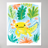 Gelber Axolotl Poster (Vorne)