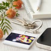 Gelber Axolotl Spaß  Schlüsselanhänger (Vorderseite rechts)