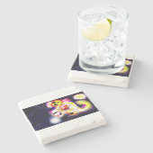 Gelber Axolotl Spaß  Steinuntersetzer (Seitenansicht)