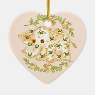 Gelber Baby-Elefant-Schmuck  Keramik Ornament