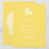 Gelber BabyStroller. Einladung (Vorne/Hinten)