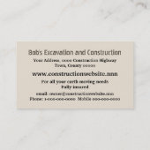 Gelber Bagger auf einem Gebäudestandort Visitenkarte (Rückseite)