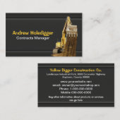 Gelber Bagger auf Schwarzem Visitenkarte (Vorne/Hinten)