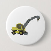 Gelber Bagger Baumaschinen Button (Vorderseite)