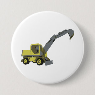Gelber Bagger Baumaschinen Button