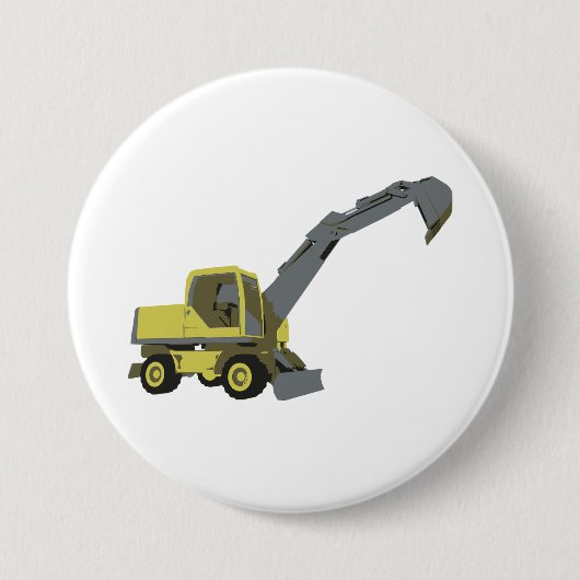 Gelber Bagger Baumaschinen Button (Vorderseite)