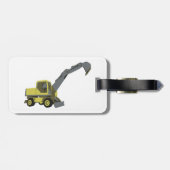 Gelber Bagger Baumaschinen Gepäckanhänger (Rückseite horizontal)