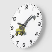 Gelber Bagger Baumaschinen Große Wanduhr (Winkel)