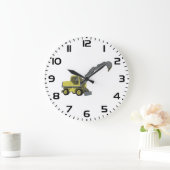 Gelber Bagger Baumaschinen Große Wanduhr (Zuhause)