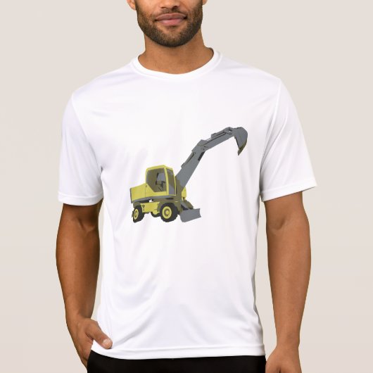 Gelber Bagger Baumaschinen T-Shirt (Vorderseite)