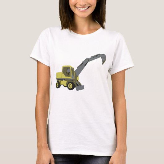Gelber Bagger Baumaschinen T-Shirt (Vorderseite)