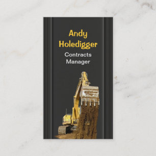 Gelber Bagger, der Boden entlädt Visitenkarte