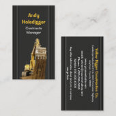 Gelber Bagger, der Boden entlädt Visitenkarte (Vorne/Hinten)