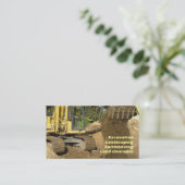 Gelber Bagger, der Eimer leert Visitenkarte (Stehend Vorderseite)