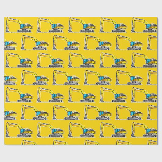 Gelber Bagger-Geschenkwrap, Gebäude-Bau Geschenkpapier (Flach)