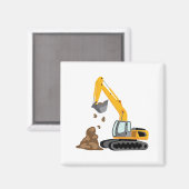 Gelber Bagger Magnet (Vorderseite/Rückseite)