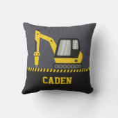 Gelber Bagger mit Bruchstück Kinderzimmer Kissen (Rückseite)