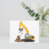 Gelber Bagger Postkarte (Stehend Vorderseite)