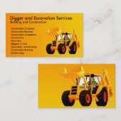 Gelber BaggerBauunternehmer Visitenkarte (Vorne/Hinten)