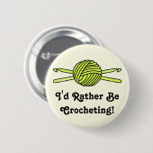 Gelber Ball der Garn-u. Häkelarbeit-Haken Button (Vorne & Hinten)
