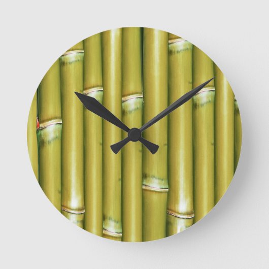 Gelber Bambus Runde Wanduhr (Vorderseite)