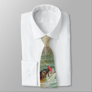 Gelber Barsch von S.A. Kilbourne, Vintage Fisch Krawatte