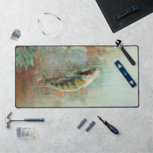 Gelber Barsch von S.A. Kilbourne, Vintage-Fisch Schreibtischunterlage