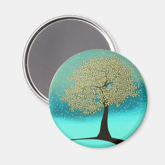 Gelber Baum im Winter Magnet (Vorderseite/Rückseite)