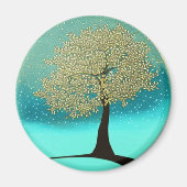 Gelber Baum im Winter Magnet (Vorne)