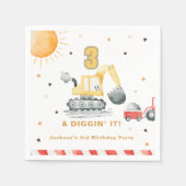 Gelber Baustellen-Geburtstagsfeier Diggin’ It Serviette (Vorderseite)