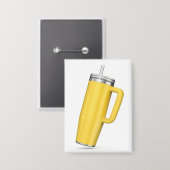 Gelber Becher mit Strohhalm und Griff Button (Vorderseite/Rückseite)