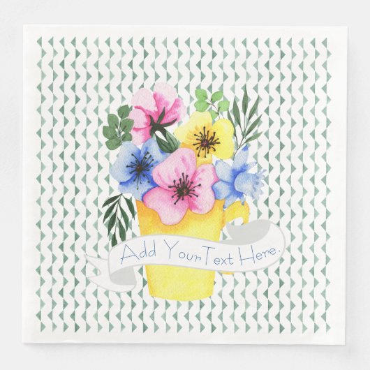 Gelber Behälter mit pastellfarbenen Stiefmütterche Serviette (Vorderseite)