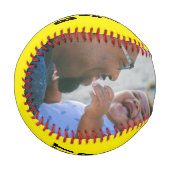 Gelber bester Vater je 2 FotoCollage Baseball (Vorderseite Links)