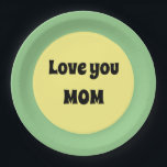 Gelber Big Dot Pappteller<br><div class="desc">Ein cooles,  lila,  großes Punktedesign in trendigen Farben mit Textvorlage. Klicken Sie auf Personalisieren,  um die kurzen Wörter nach Ihren Wünschen zu ändern,  oder kaufen Sie sie,  wie es ist. Moderne Tischdekoration.</div>