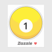 Gelber Billardball Nummer Eins Aufkleber (Blatt)